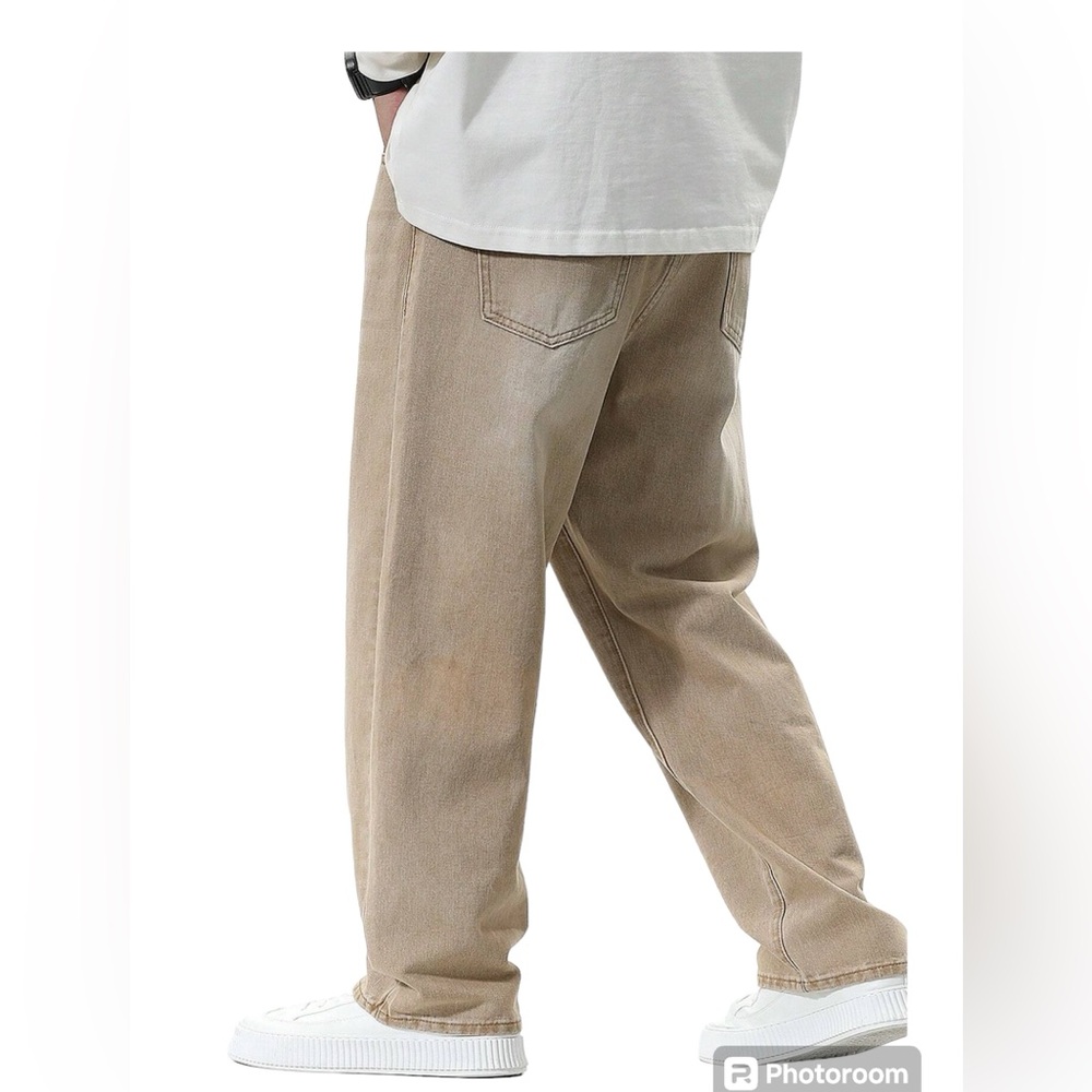 Manfinity Hypermode loose men’s washed khaki wide leg jeans size medium(38) NWOT - Picture 2 of 7